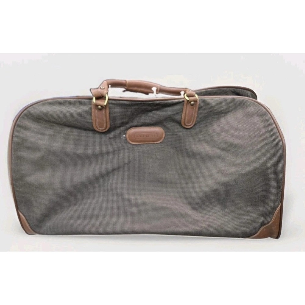 Coach Travelweave Duffel Bag Vintage Brown Leather Trim Weekend Bag G5P-0564